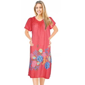 JEFFRICO Womens Nightgowns Muumuu Lounger House Dress Sleepwear Silky Soft Pajama Dress Nightshirts - 1 of 4