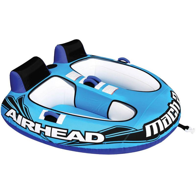 Airhead Mach 2 Inflatable 2-Rider Cockpit Towable Tube and 12V Portable Air Pump, 2 of 7