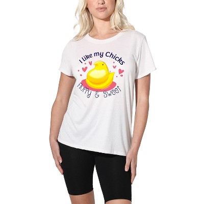 Easter I Like My Chicks Fluffy and Sweet Women's Loose T-Shirt White