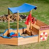 Infurnic Sand Toys, Outsunny Ship Sandbox with Cover and Rudder for Kids Ages 3-8 Years Old, Natural Wood, 38.2"*30.7"*63" - 2 of 4