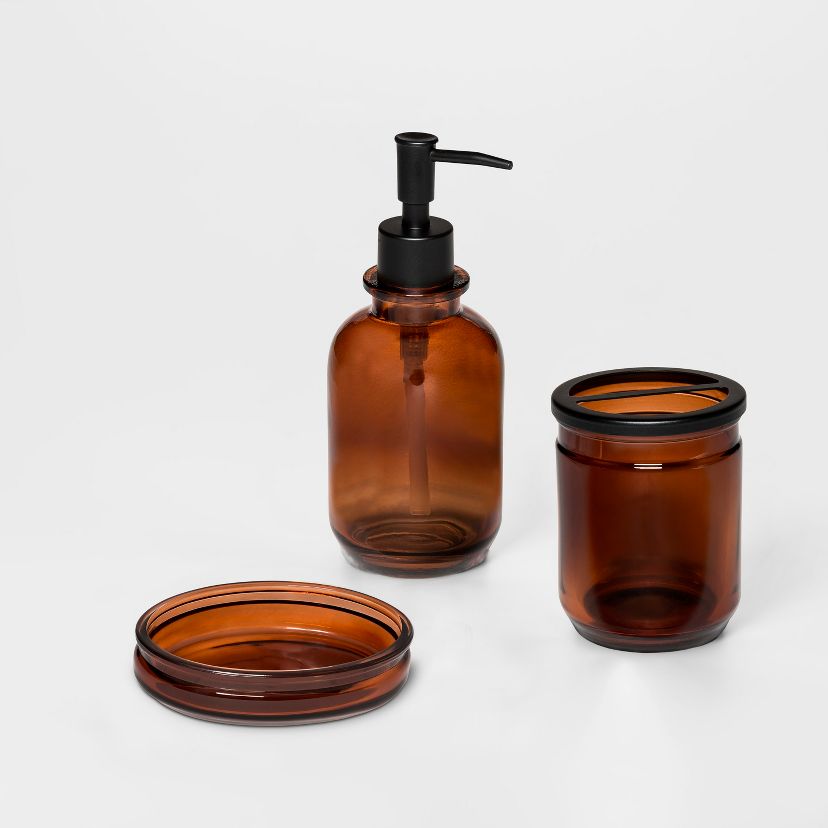Solid Amber Apothecary Glass Bath Collection - Threshold