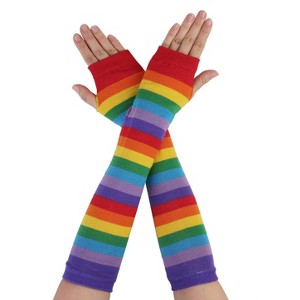 Allegra K Women's Winter Knitted Elbow Long Arm Warmers Fingerless Gloves - 1 of 4