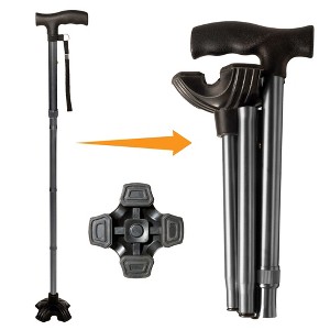 Stander Wonder Cane, Folding Walking Cane for Seniors with Flexible Quad Tip - 1 of 4