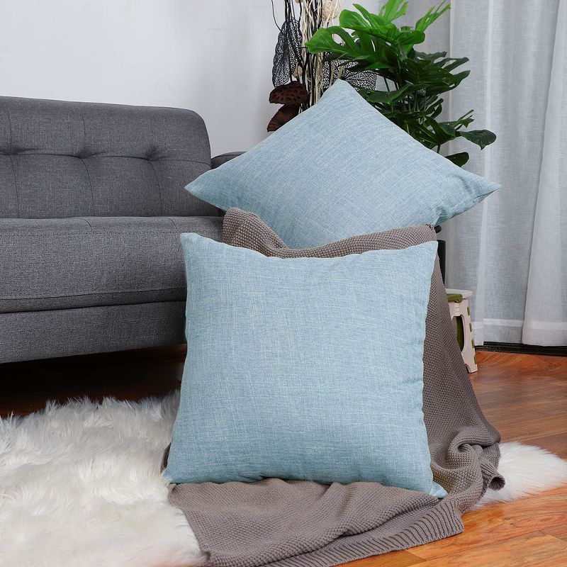 PiccoCasa Linen Blank Cotton Lined Cushion Decors Square Throw Pillowcases 2Pcs, 5 of 8