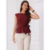 INSPIRE CHIC Women's Summer Tie Front Boat Neck Sleeveless Work Blouse - image 4 of 4