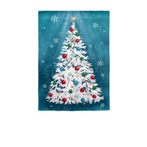 Evergreen Garden Flag White Christmas Tree Linen Double Sided Indoor Outdoor Decor 18" x 12.5" - 1 of 1