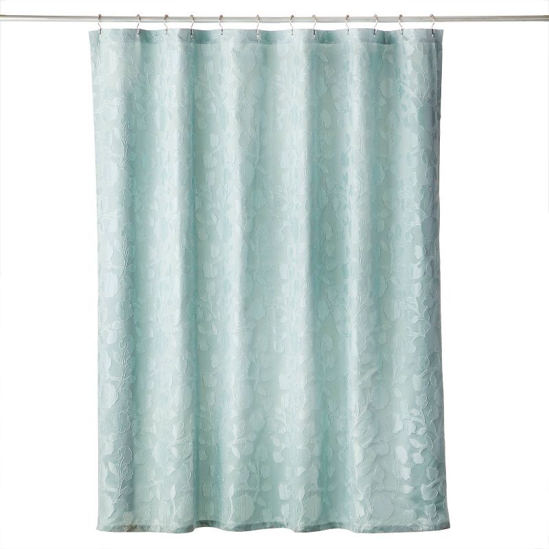 Vern Yip Leaf Silhouette Shower Curtain Aqua - SKL Home, 1 of 5