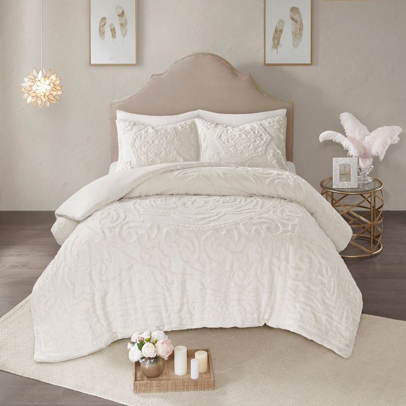 Cecily Tufted Cotton Chenille Medallion Duvet Cover Set, 4 of 12