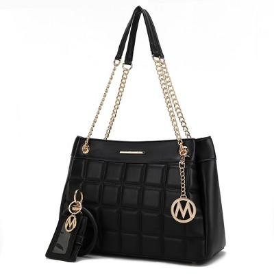 MKF Collection Mabel Quilted Women’s shoulder Bag & Bracelet Keychain with a Credit Card Holder by Mia K