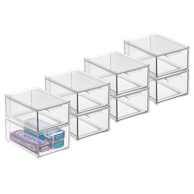 Mdesign Clarity Plastic Stackable Bathroom Vanity Storage Organizer With  Drawer - 8.5 X 6.0 X 7.5, 8 Pack : Target