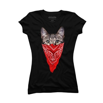 Junior's Design By Humans Gangster Cat By clingcling T-Shirt