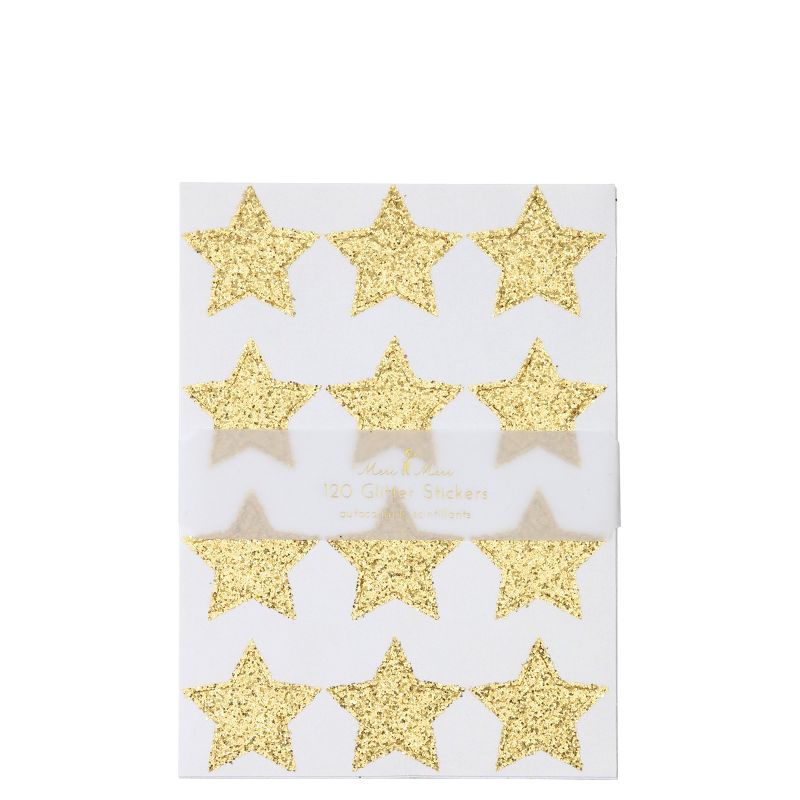 Meri Meri Gold Glitter Stars Sticker Sheets (Pack of 10), 1 of 3