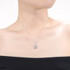 Elegant white gold plated necklace with a sparkling cubic zirconia solitaire halo drop pendant for a timeless and classic look - 2 of 4