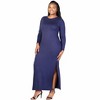 Plus Size Long Sleeve Side Slit Fitted Black Maxi Dress - 24seven Comfort Apparel™ - 2 of 4
