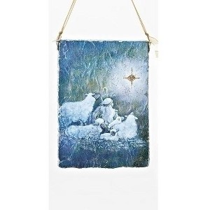 Roman 5” Shephard Boy Watching the Star of Bethlehem Plaque Christmas Ornament - Blue/White - 1 of 1