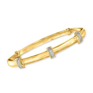 Ross-Simons Diamond Station Bangle Bracelet in 14kt Gold Over Sterling - 1 of 4