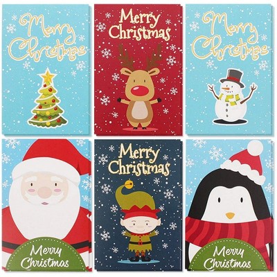 Sustainable Greetings 36-Pack Cartoon Christmas Character Card Assortment with Envelopes, 6 Designs (4 x 6 In)