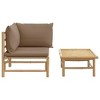 vidaXL Patio Lounge Set, 2-Piece, Bamboo Furniture, with Taupe Cushions - Includes a Corner Sofa and Coffee Table - Ideal for Outdoor Spaces - 3 of 4