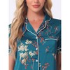 cheibear Women's Silky Short Sleeves Sleepshirt with Pants Sleepwear Pajama Set 2 Pcs - 4 of 4