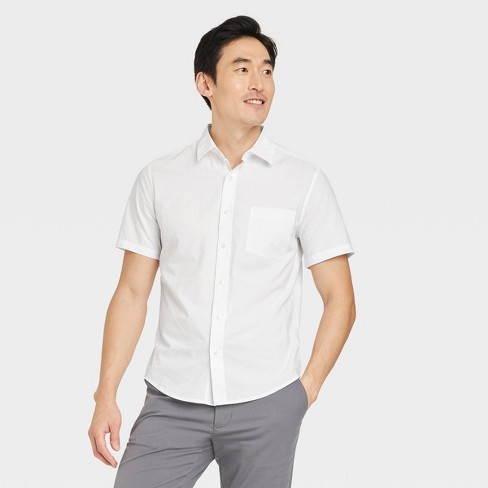 Men's Short Sleeve Button-down Shirt - Goodfellow & Co™ White M : Target