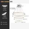 Siljoy Modern Crystal Chandeliers for High Ceilings, Led Pendant Light Fixture 3 Colors Adjustable, Gold Chandelier for Foyer Staircase - 3 of 4