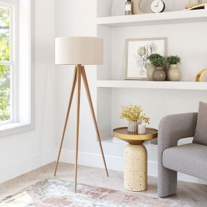 Zuo Modern Imperial Floor Lamp Beige & Natural 58.9"H – PVC & Steel Contemporary Design - 1 of 4