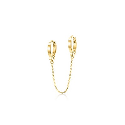 Ross-Simons 10kt Yellow Gold Hoop and Chain Double-Piercing Single Earring