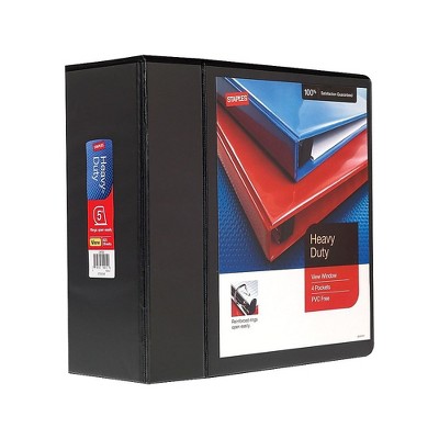 Staples Heavy Duty 5" 3-Ring View Binder Black (24699) 82612