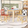 ORRD 5-Piece Kids Table & Chair Set, Wooden Cartoon Animal Table with 4 Chairs for Ages 3-8 (Large Table) - 3 of 4