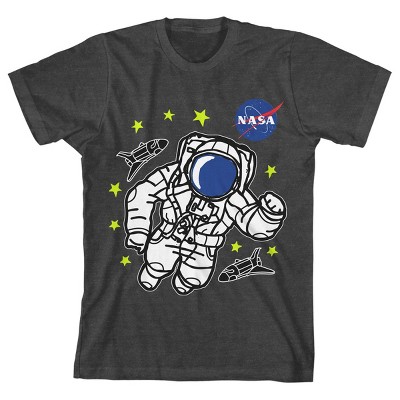 NASA Floating Astronaut I Need My Space Boy's Charcoal Heather T-shirt