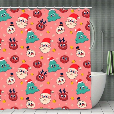 Christmas Pattern Shower Curtain ¨C Holiday Decorative Polyester Curtain,Easy Clean for Bathroom and Home 70.8x70.8 Inch