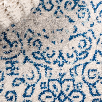 Cream/Blue Mediterranean Filigree 5' x 8' Synthetic Area Rug