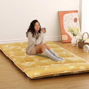 Nasitip Twin Japanese Floor Mattress, Foldable Thick Futon Mattress, Roll Up Tatami Mat, Portable Camping Sleeping Mat, Yellow - 1 of 4