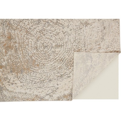 Ivory and Silver Abstract Viscose Area Rug 7.9x10