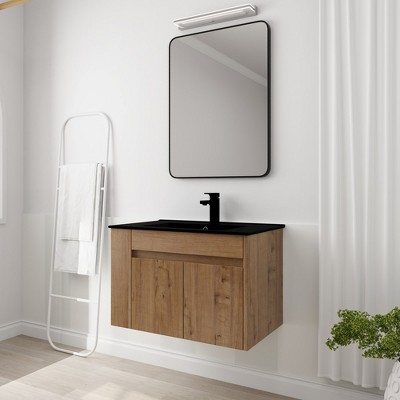 30 Inch Modern Bathroom Vanity with Sink, Floating Vanity Ceramic Basin Combo, Imitative Oak