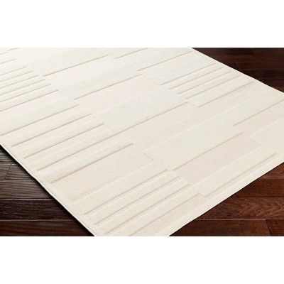 Beige Rectangular 6'7" x 9' Polypropylene Area Rug