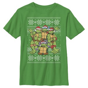 Boy's Teenage Mutant Ninja Turtles Ugly Christmas Sweater T-Shirt - 1 of 4