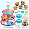 SYNCFUN 35 Pcs Mermaid Tea Set for Little Girls, Pretend Tin Teapot Set, Princess Tea Time Play Kitchen Toy, Birthday Gifts Kids Toddlers Age 3 4 5 6 - 3 of 4
