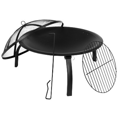 Merrick Lane Fire Pit 22.5" Iron Folding Wood Burning Outdoor Fire Pit For Patio, Backyard, Camping, Picnics With Spark Screen And Poker