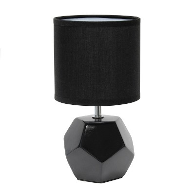 Round Prism Mini Table Lamp with Matching Fabric Shade Black - Simple Designs