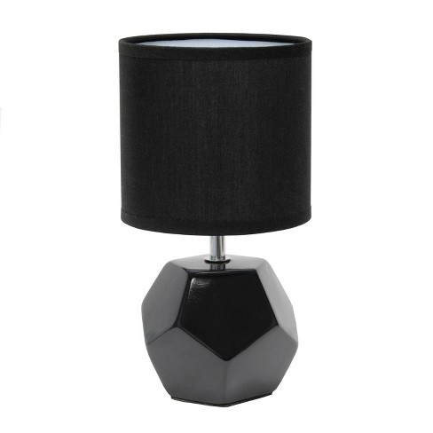 Round Prism Mini Table Lamp With Matching Fabric Shade Black