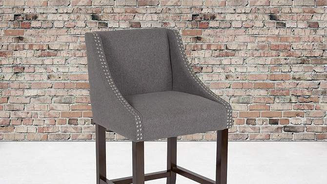 Emma and Oliver 24"H Transitional Walnut Counter Stool w/ Accent Nail Trim, 2 of 8, play video