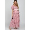 PinkBlush Pink Floral Square Neck Ruffle Layered Maternity Maxi Dress - 3 of 4
