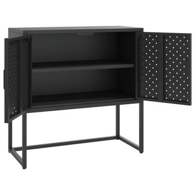 Black Steel Industrial Storage Cabinet with Adjustable Levelers