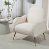 Akoasm Fabric Accent Armchair Sofa Chair With Gold Metal Legs-Beige - 3 of 4