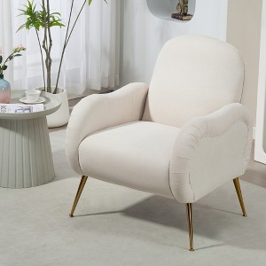Grungis Polyester Accent Chairs,Living Room Chairs with High-Back and Metal Gold Legs,Comfy Chairs for Living Room,Bedroom - 1 of 4