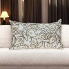 HomeRoots 14" X 24" Brown and White Cotton Lumbar Throw Pillow with Embroidery - 2 of 4