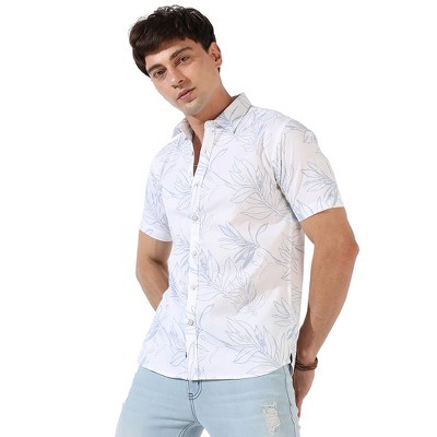 Campus Sutra Men Men's White Printed Regular Fit Casual Shirt