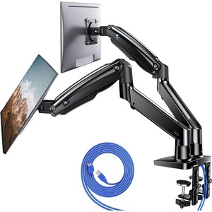 Dual Monitor Stand for 13 to 35 inch Monitors, Adjustable Height with USB, VESA Bracket, Clamp/Grommet Base, Supports up to 26.4lbs per Arm. - 1 of 4