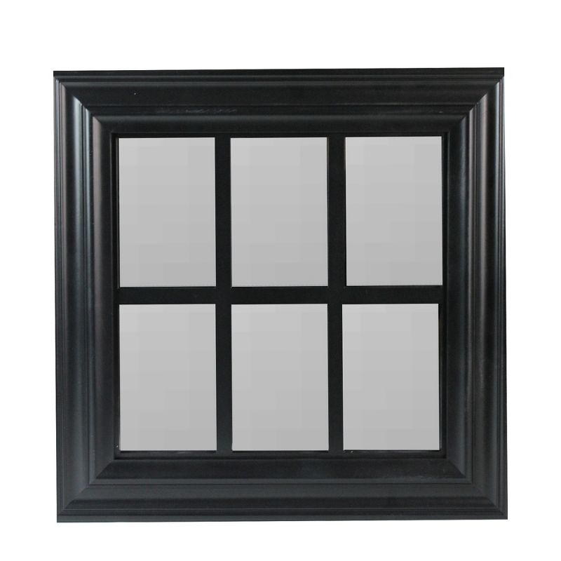 Northlight 17" Black Contemporary Square Windowpane Wall Mirror, 1 of 4
